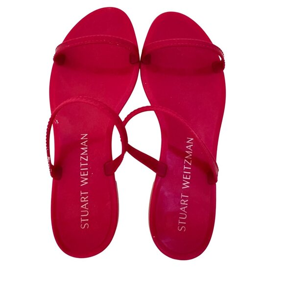 Stuart Weitzman Sawyer Slides Dual Band Size 8 EU 38.5 Flat Orchid NWOB Pink - Picture 3 of 12